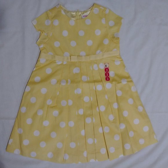 Gymboree Sweet as Sugar Pleated Yellow White Polka Dot Dress Size 3